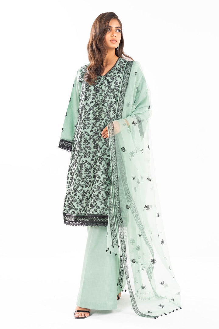 Embroidered Lawn Aqua 3 Piece Suit - Al Karam