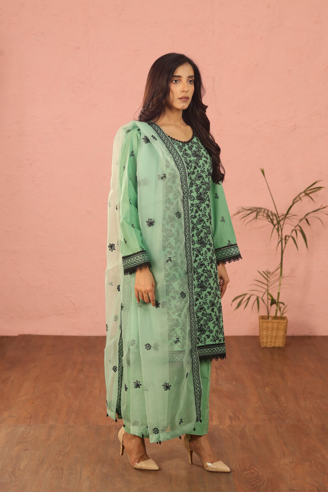 Embroidered Lawn Aqua 3 Piece Suit - Al Karam