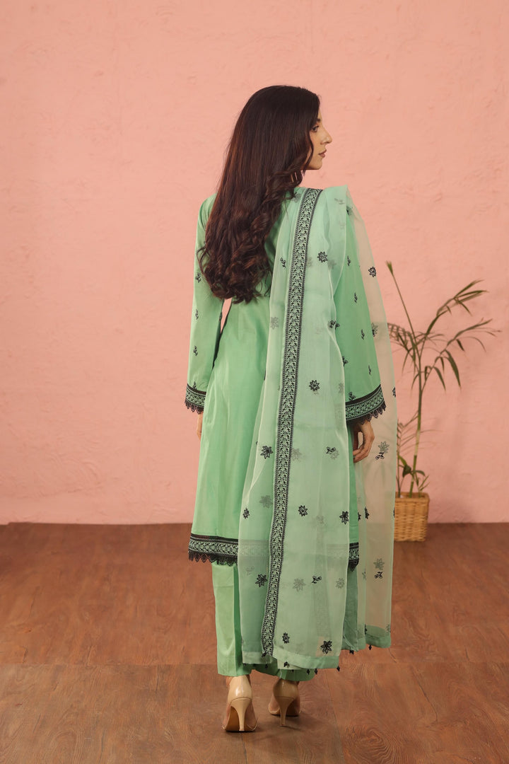 Embroidered Lawn Aqua 3 Piece Suit - Al Karam