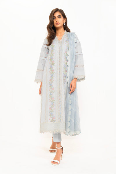 Embroidered Lawn Sky Blue 3 Piece Suit - Al Karam