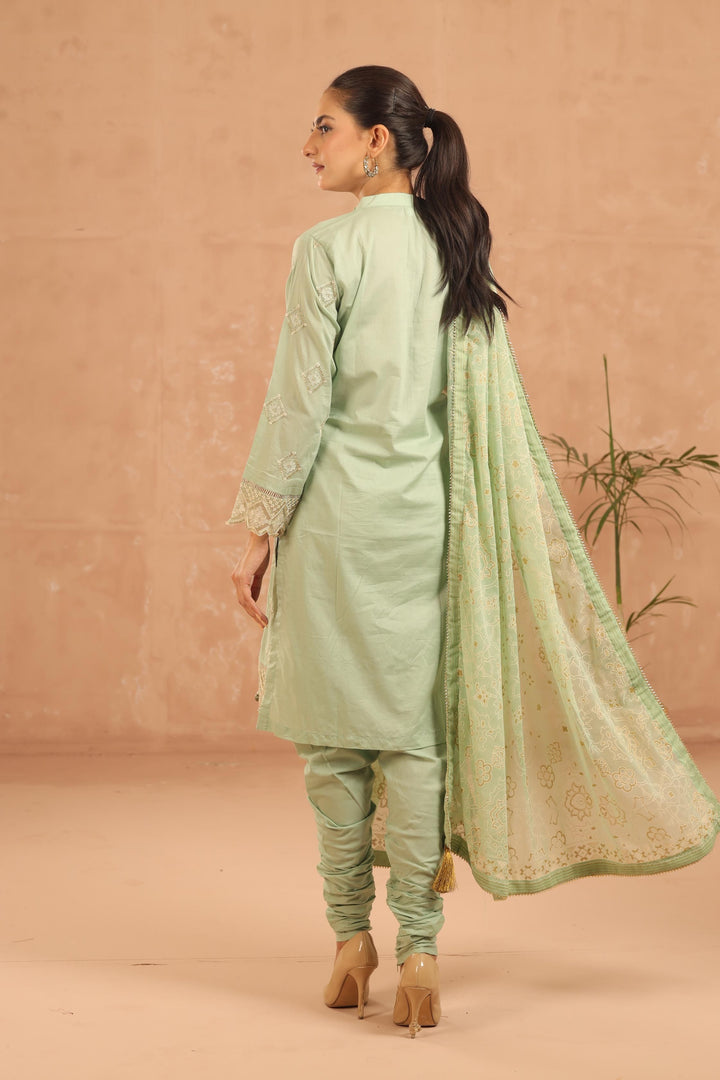 Embroidered Lawn Mint 3 Piece Suit - Al Karam