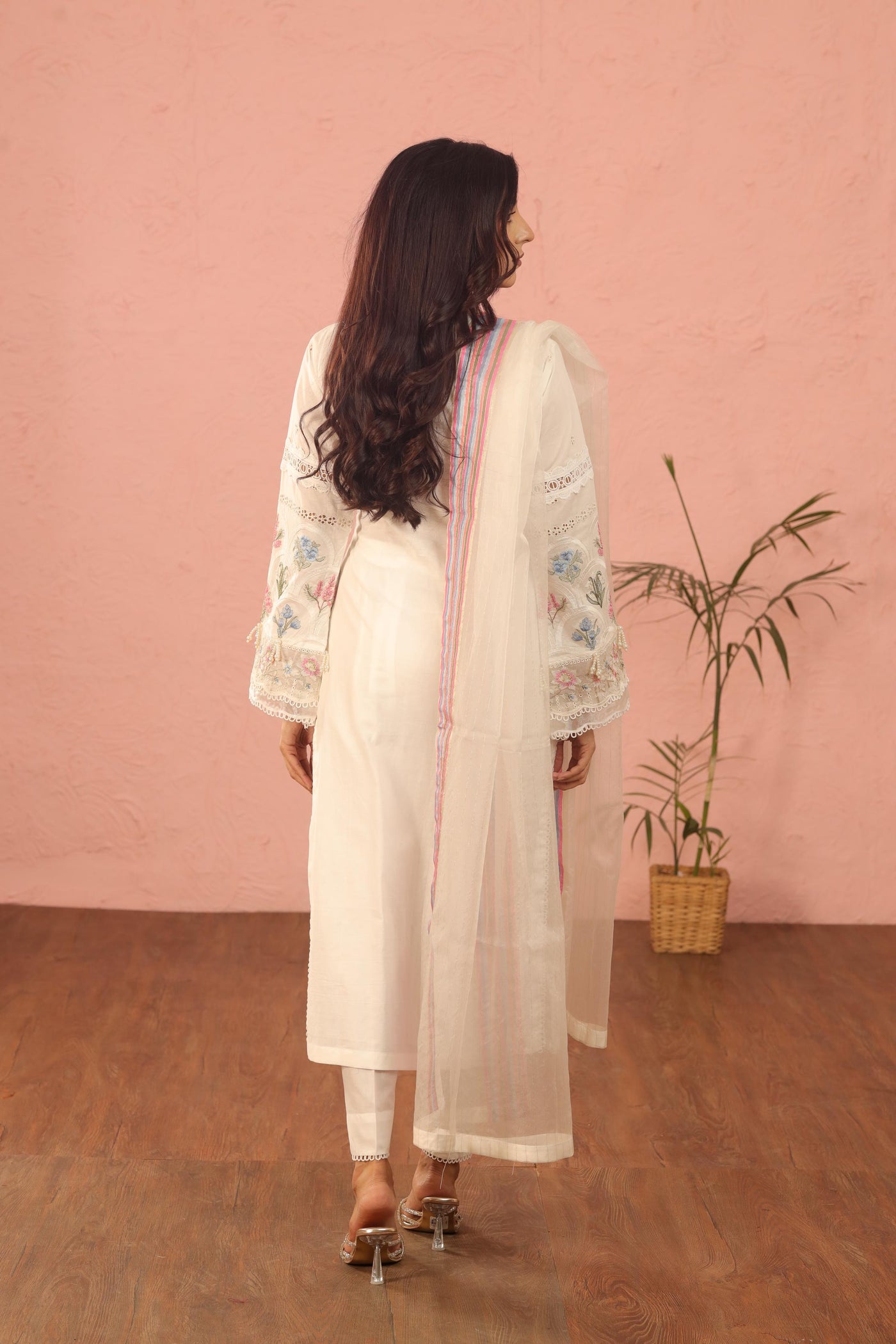 Embroidered Lawn Off White 3 Piece Suit - Al Karam