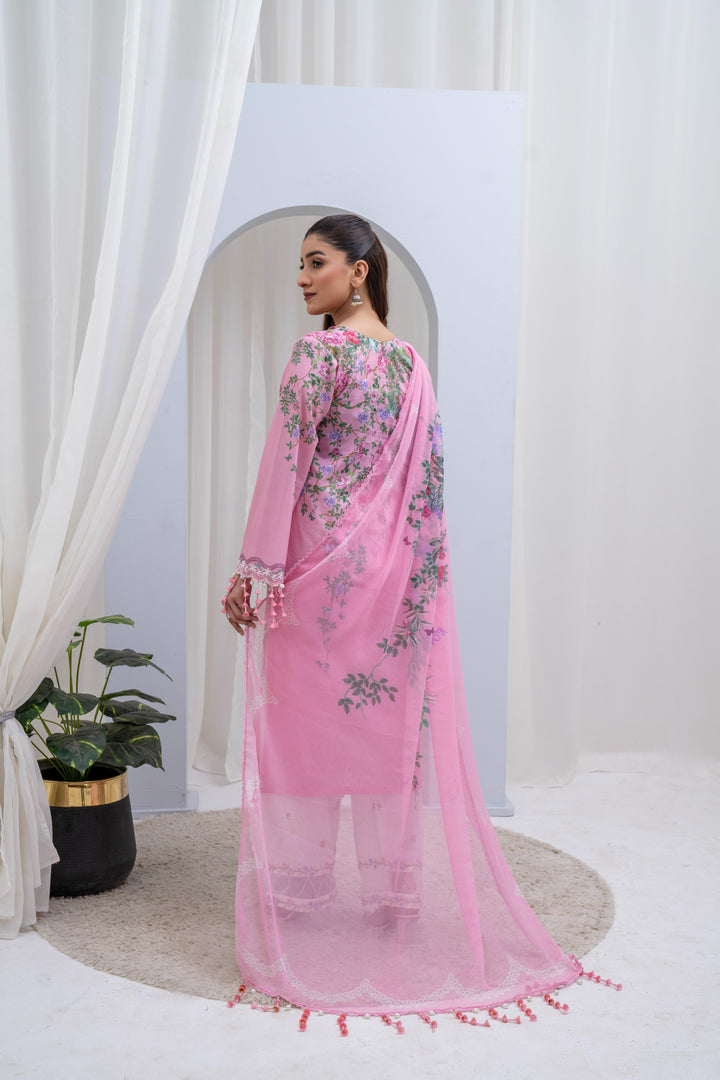 Lawn Pink Stitched Suit - Sana Safinaz Muzlin Stitched