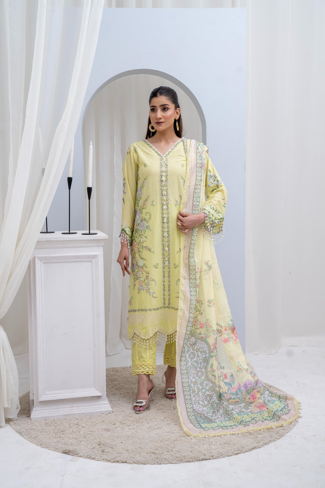 Lawn Yellow Stitched Suit - Sana Safinaz Muzlin Stitched