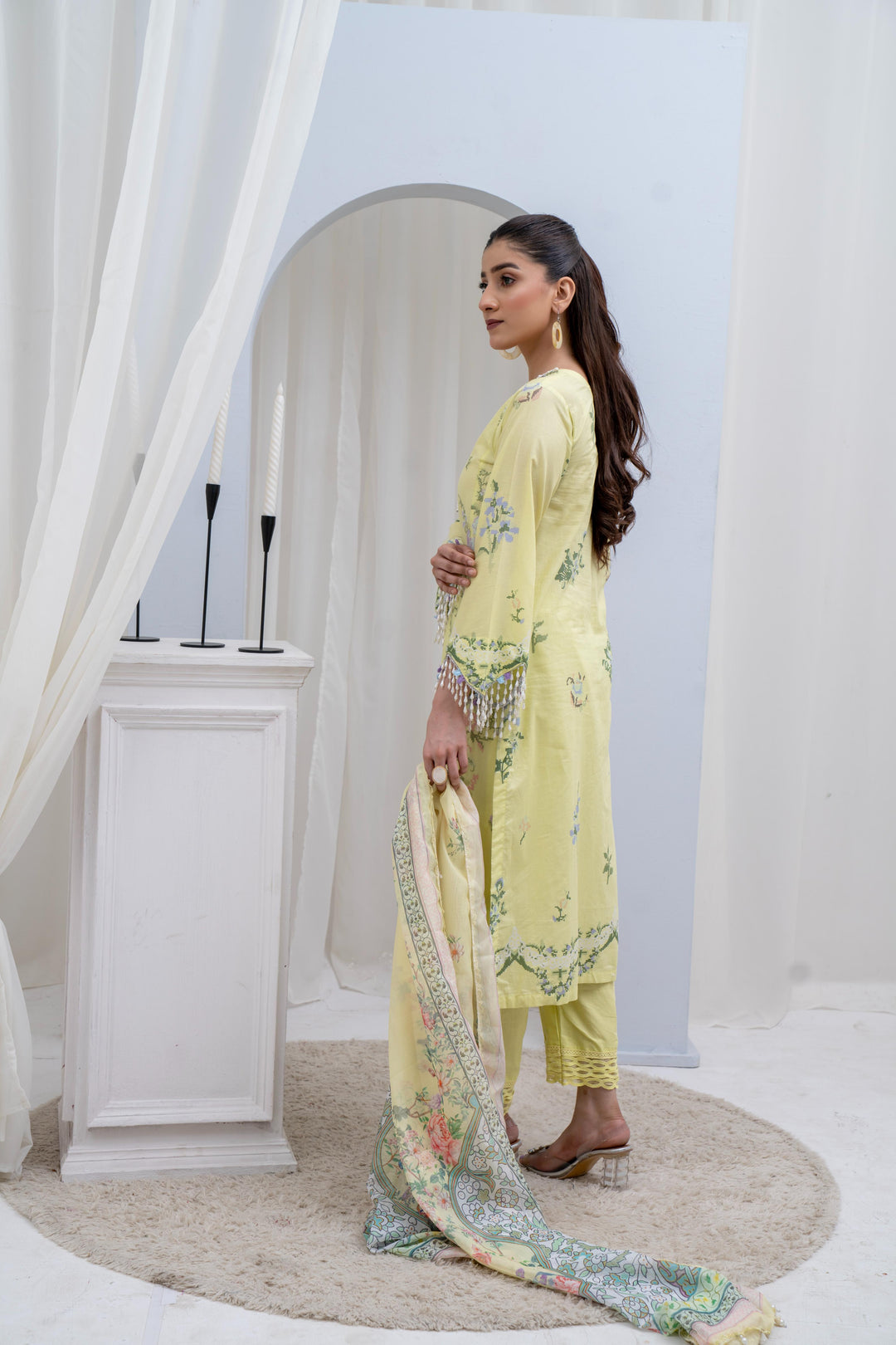 Lawn Yellow Stitched Suit - Sana Safinaz Muzlin Stitched
