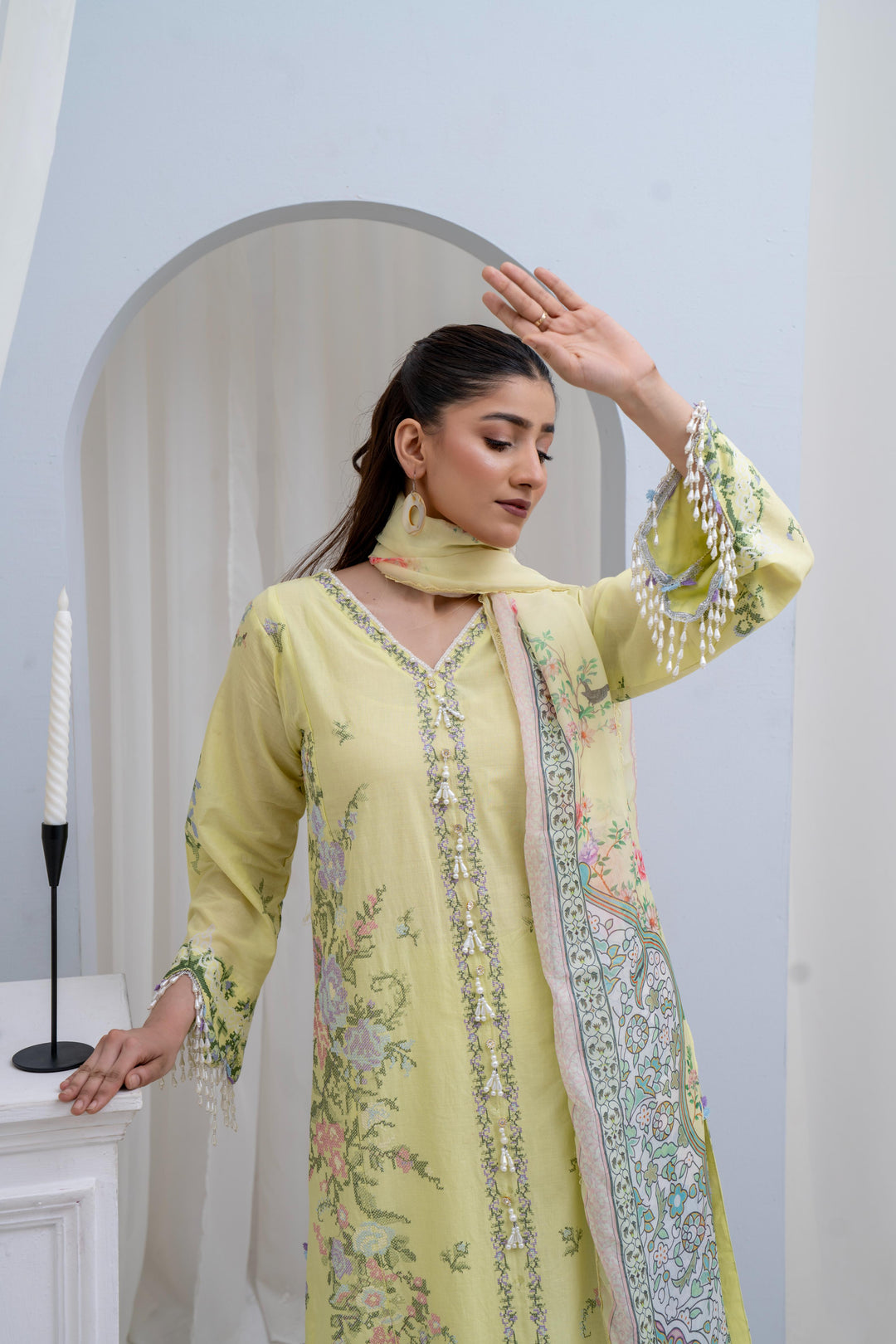 Lawn Yellow Stitched Suit - Sana Safinaz Muzlin Stitched
