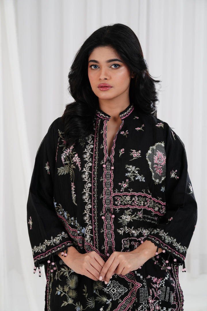 Chambray Black  Stitched Suit - Sana Safinaz Muzlin 25'