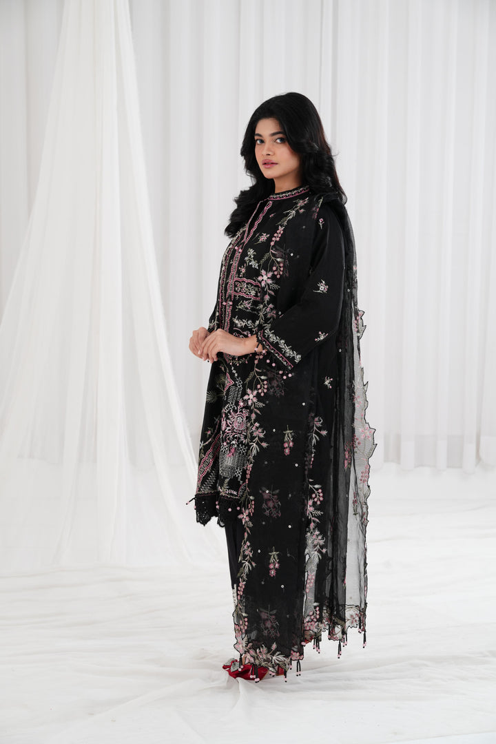 Chambray Black  Stitched Suit - Sana Safinaz Muzlin 25'
