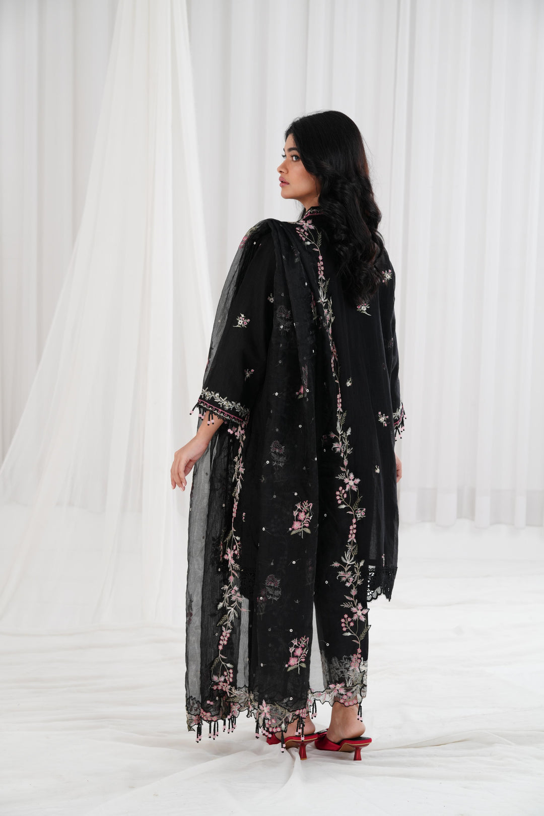 Chambray Black  Stitched Suit - Sana Safinaz Muzlin 25'