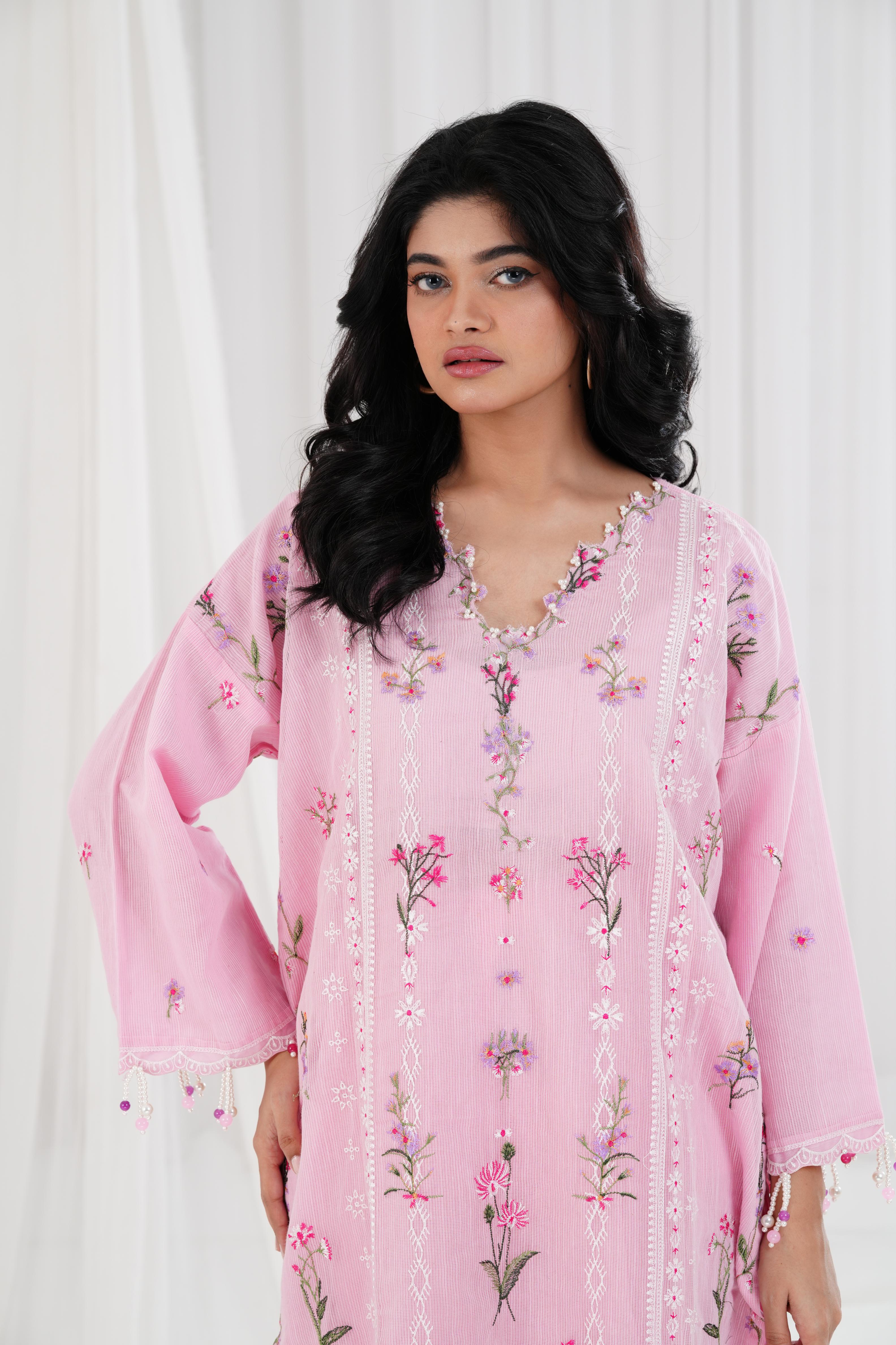 Woven Net Pink Stitched Suit - Sana Safinaz Muzlin 25' – Janan