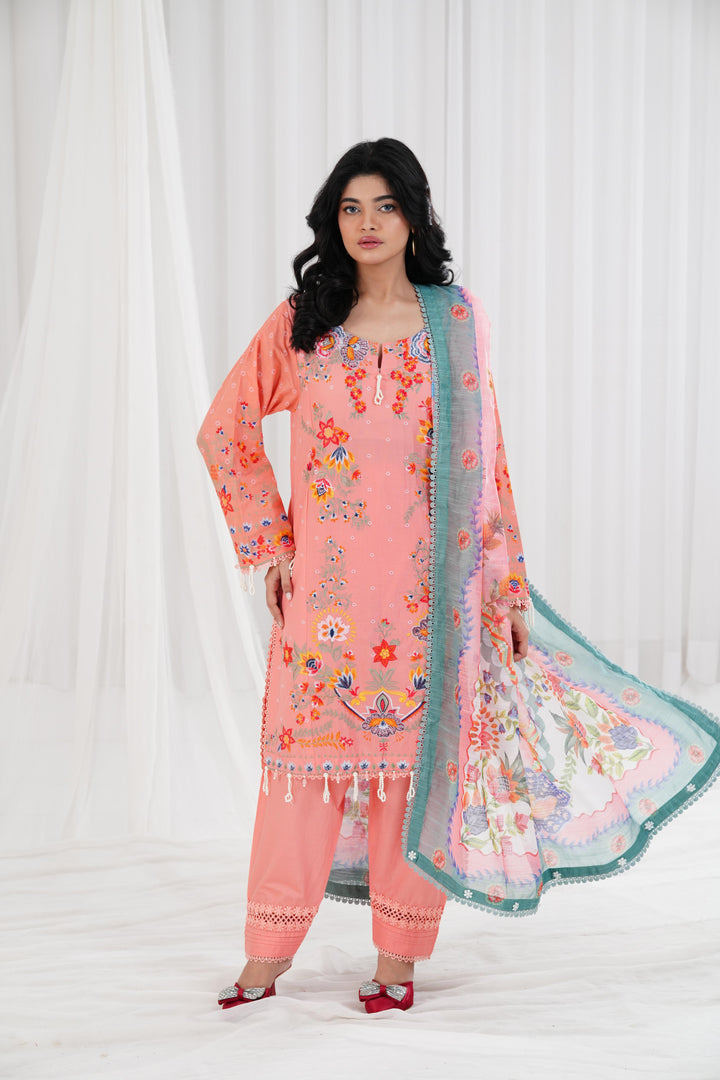 Lawn Pink  Stitched Suit - Sana Safinaz Muzlin 25'