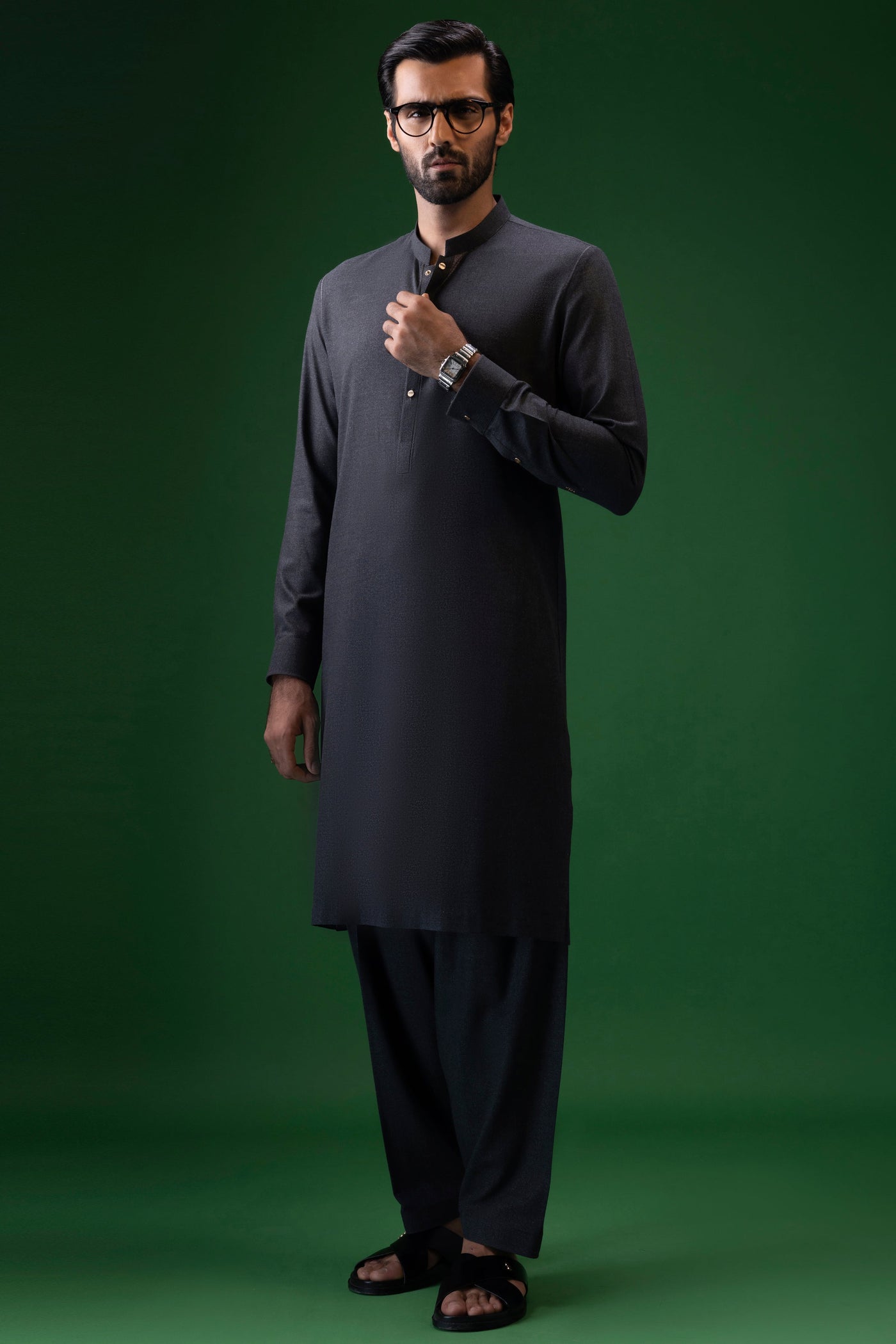 Blended Charcoal Shalwar Kameez - Cast & Crew