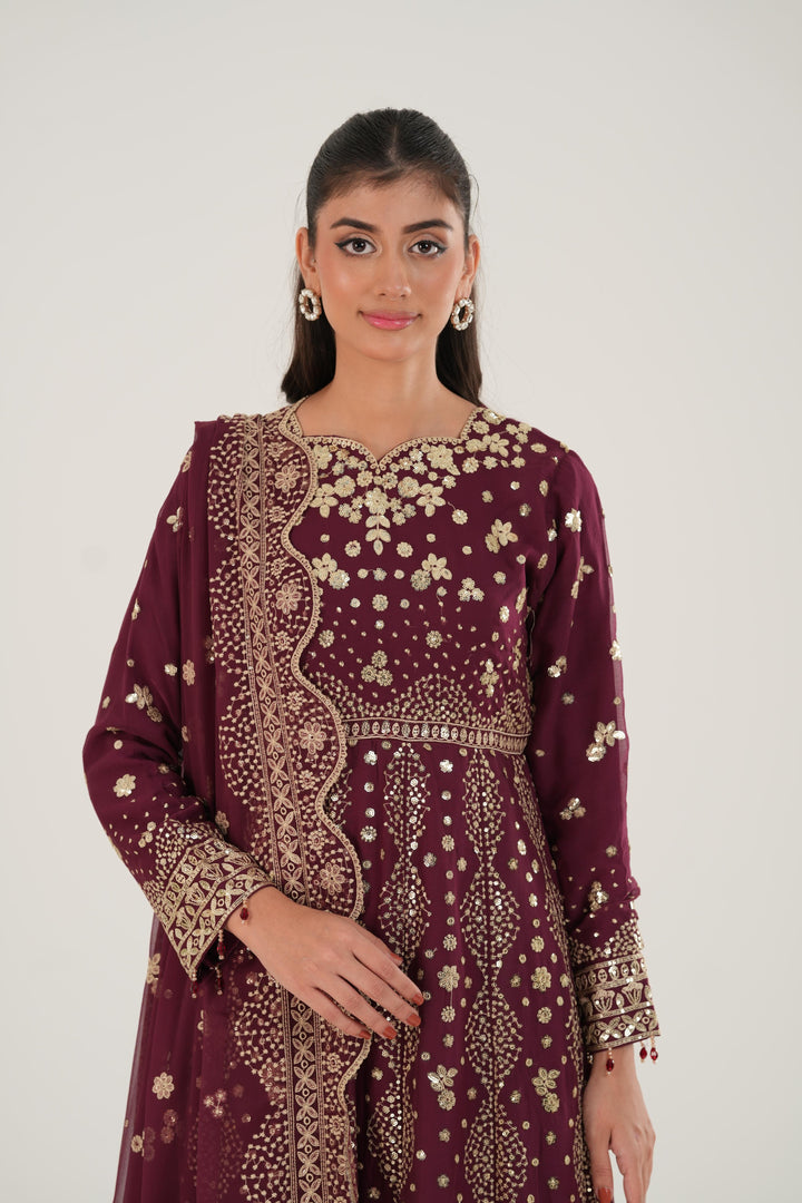 Maroon Empress - Farasha Essence Formals Stitched