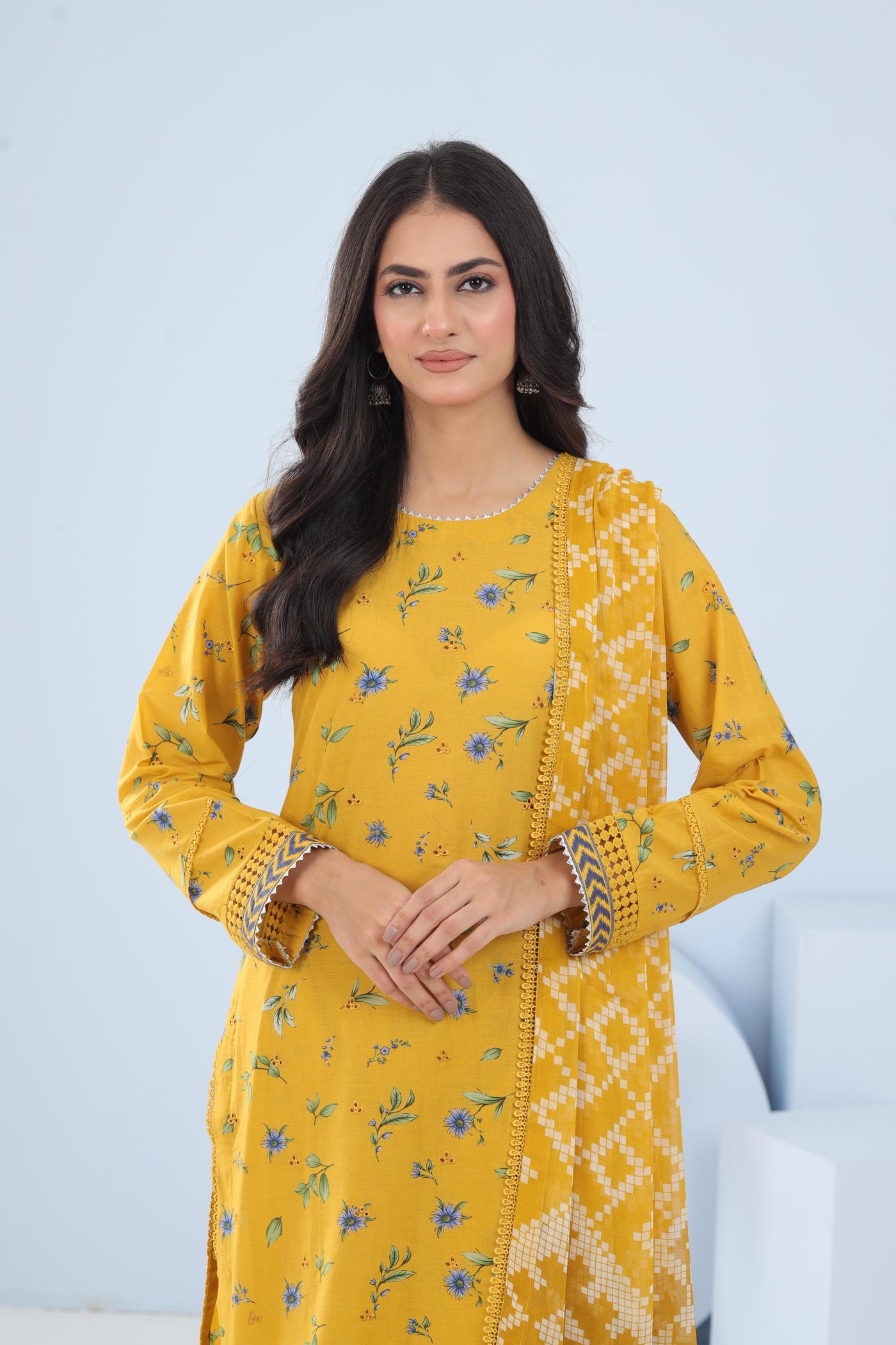 Lawn Yellow Stitched Suit - Maria B M Basics