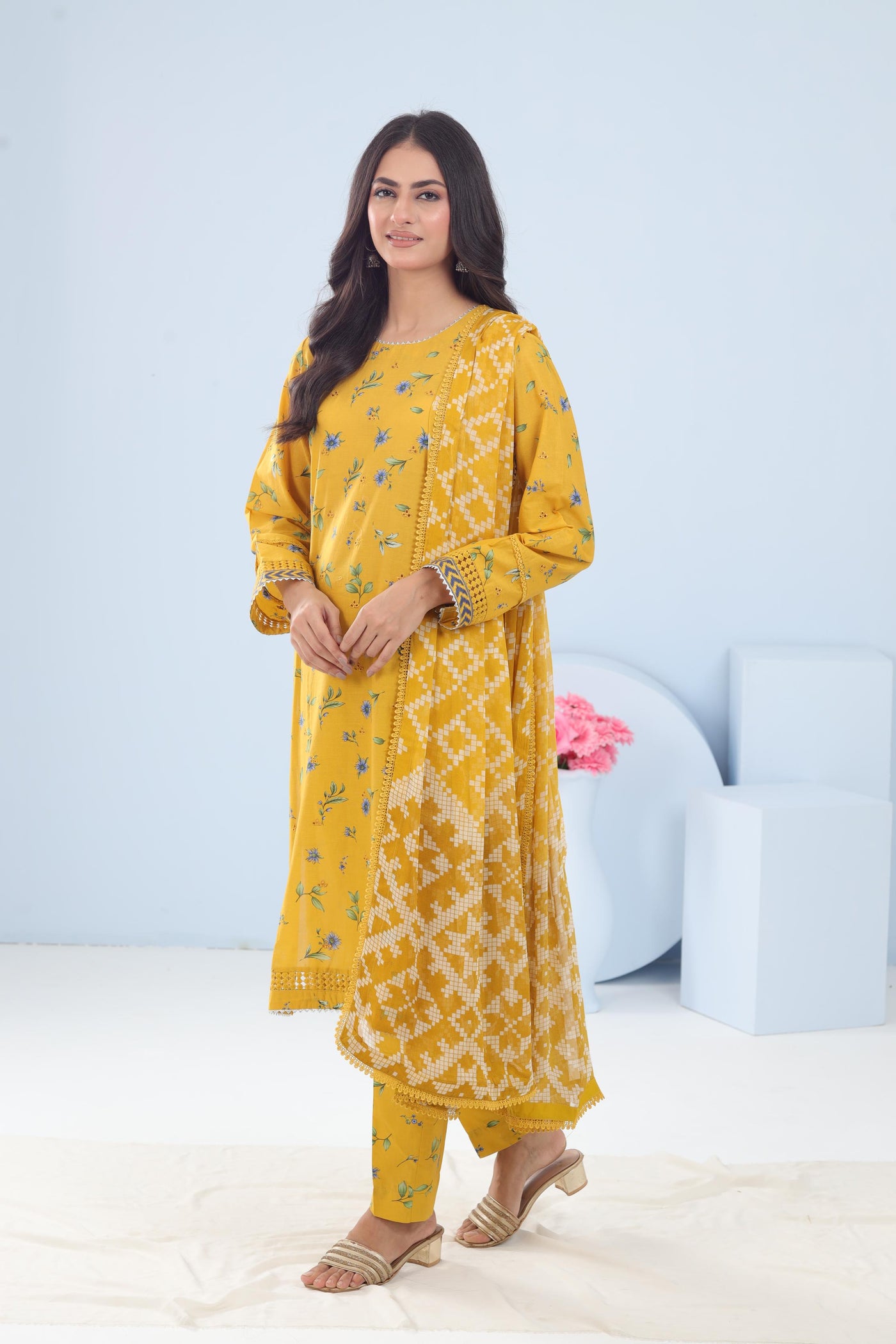 Lawn Yellow Stitched Suit - Maria B M Basics