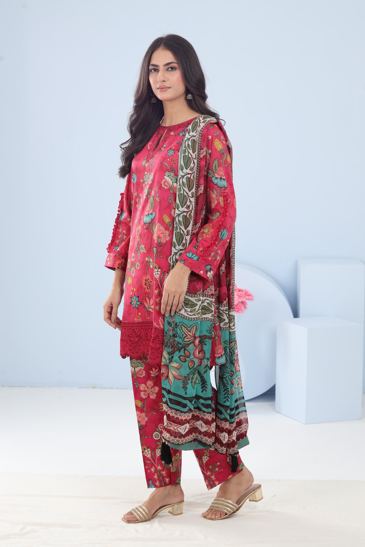 Lawn Hot Pink Stitched Suit - Maria B M Basics