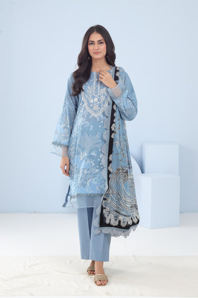 Lawn Sky Blue Stitched Suit - Maria B M Basics