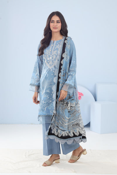 Lawn Sky Blue Stitched Suit - Maria B M Basics