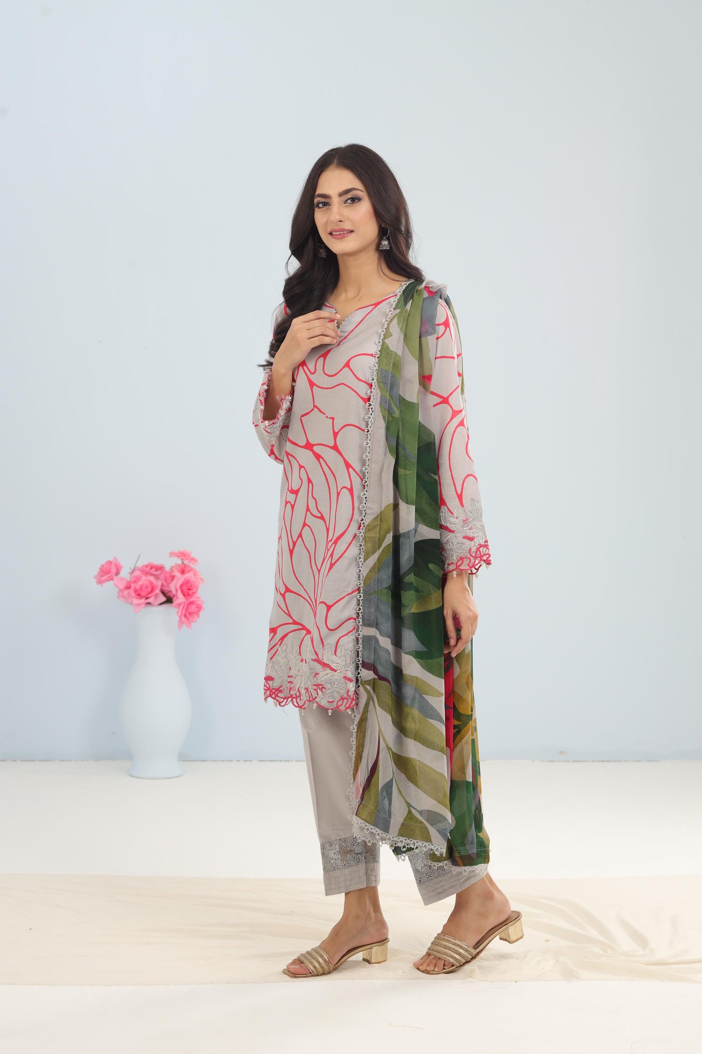 Lawn Grey Stitched Suit - Maria B M Basics