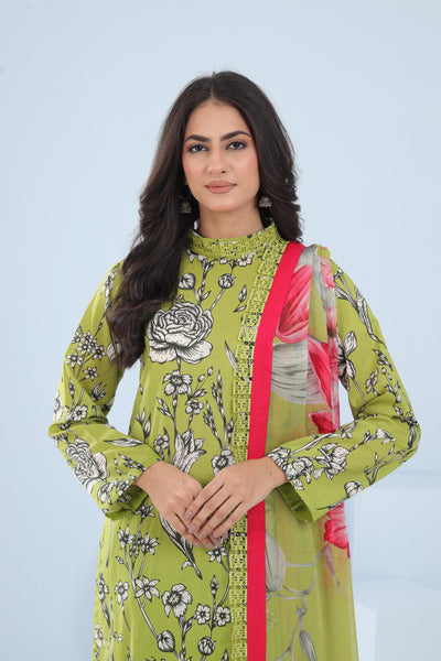 Lawn Green Stitched Suit - Maria B M Basics