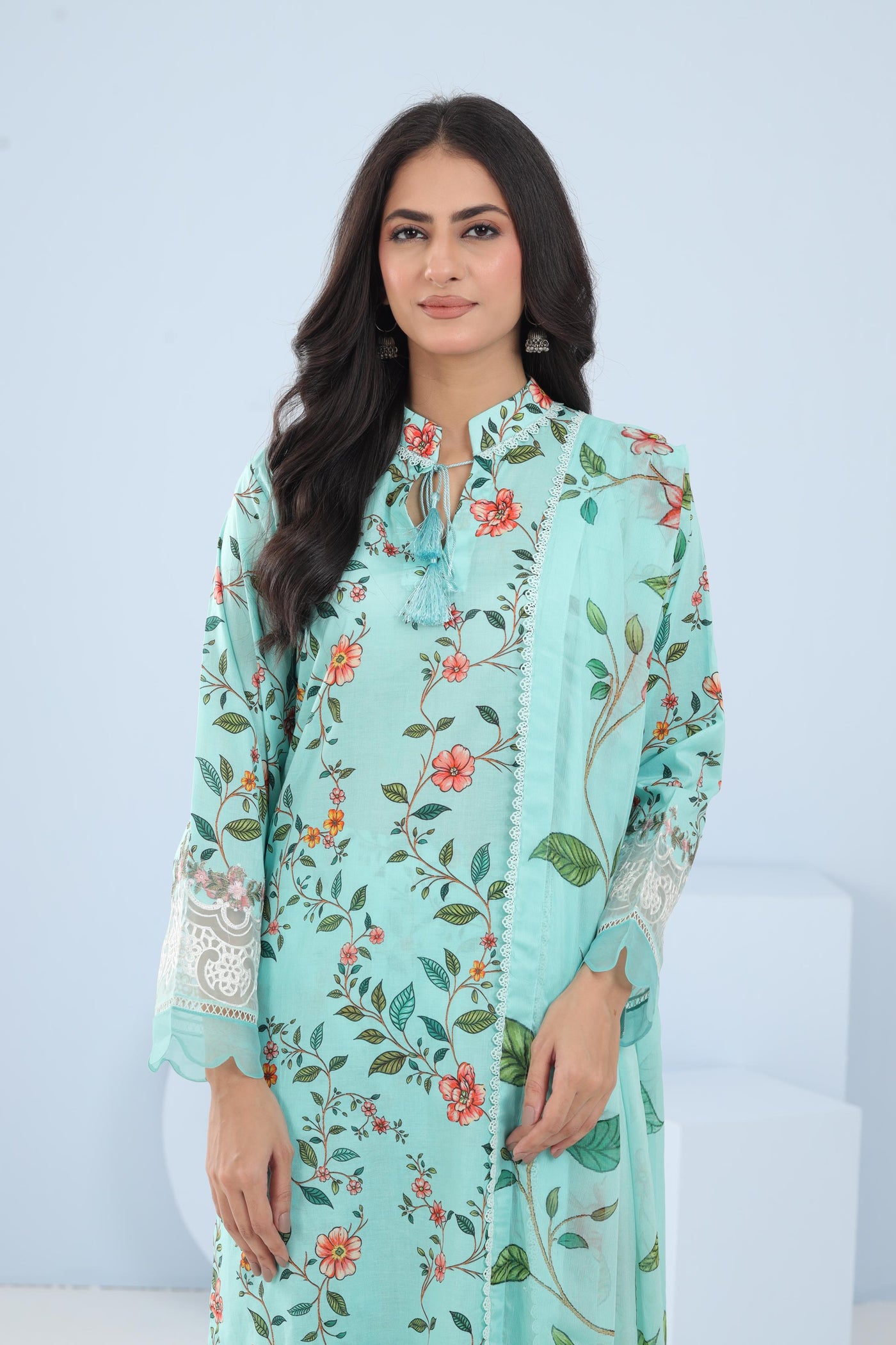 Lawn Light Green Stitched Suit - Maria B M Basics