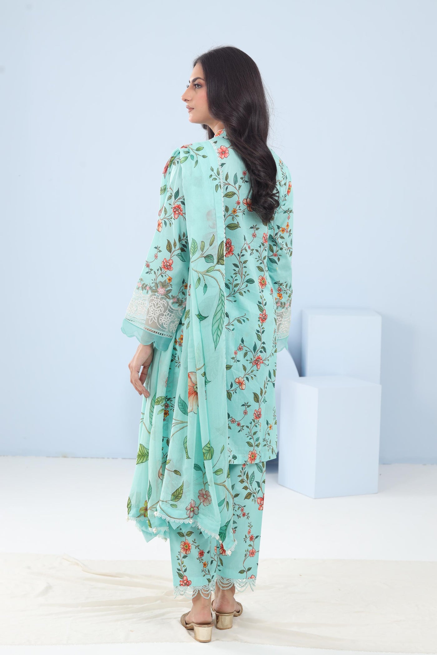 Lawn Light Green Stitched Suit - Maria B M Basics