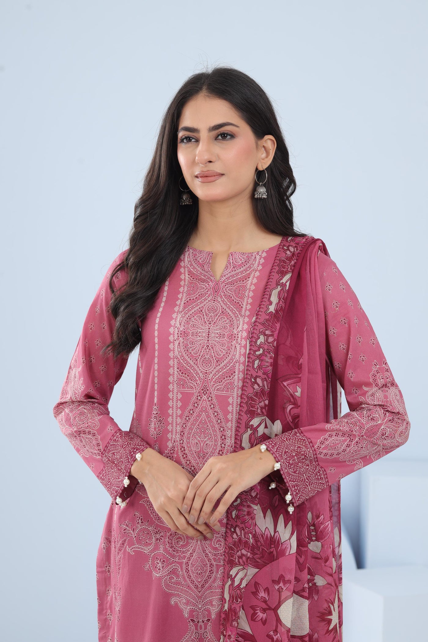 Lawn Magenta Stitched Suit - Maria B M Basics