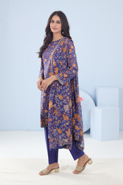 Lawn Blue Stitched Suit - Maria B M Basics