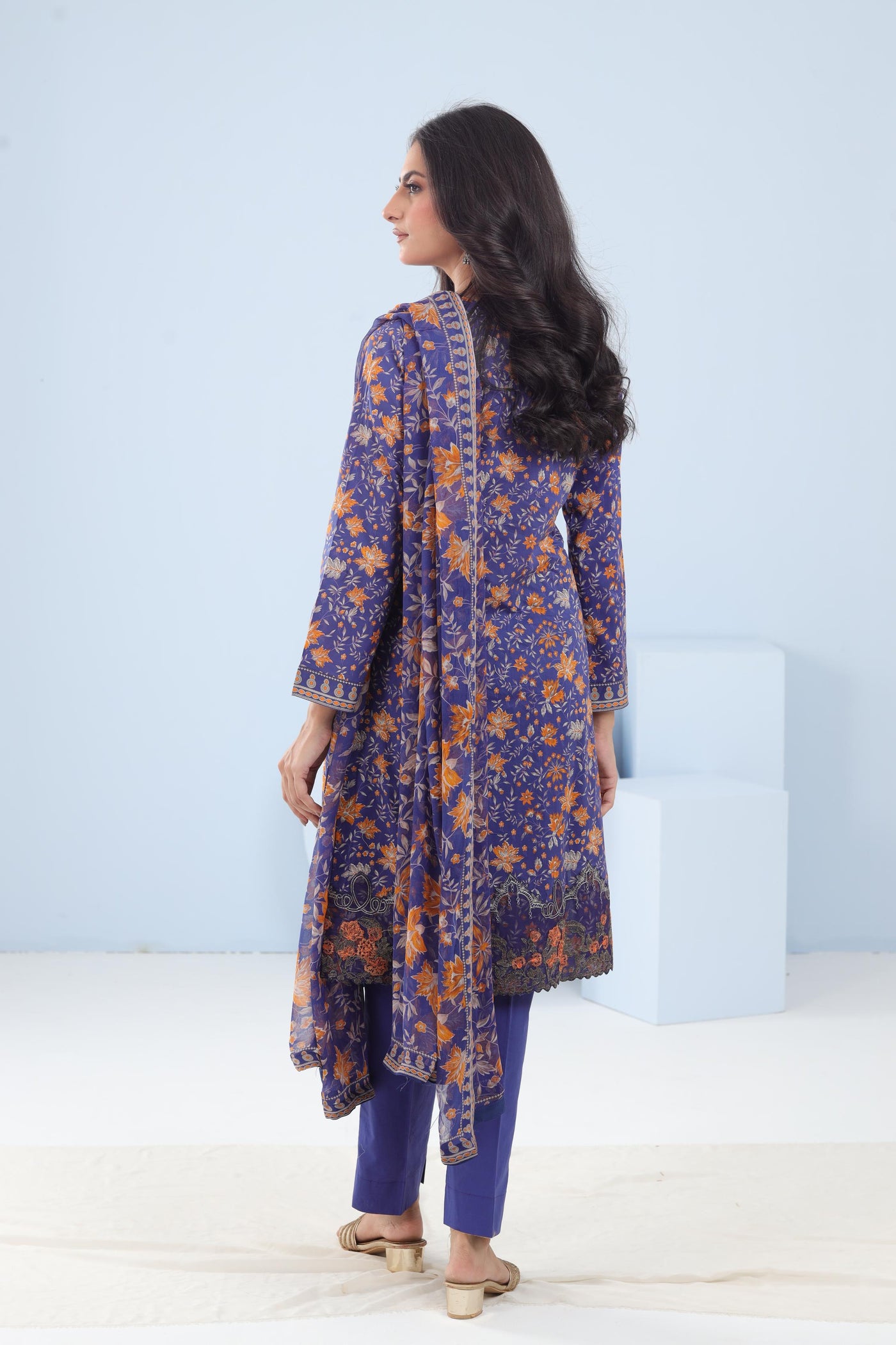 Lawn Blue Stitched Suit - Maria B M Basics