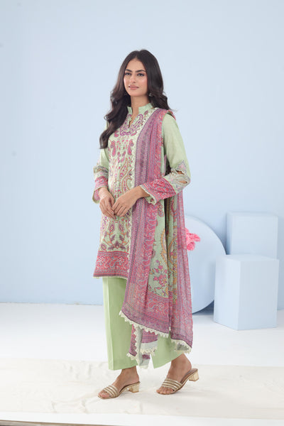 Lawn Light Green Stitched Suit - Maria B M Basics