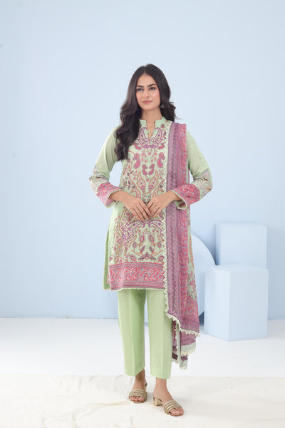 Lawn Light Green Stitched Suit - Maria B M Basics