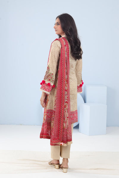 Lawn Cream Stitched Suit - Maria B M Basics