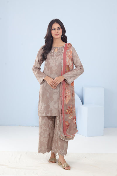 Lawn Brown Stitched Suit - Maria B M Basics