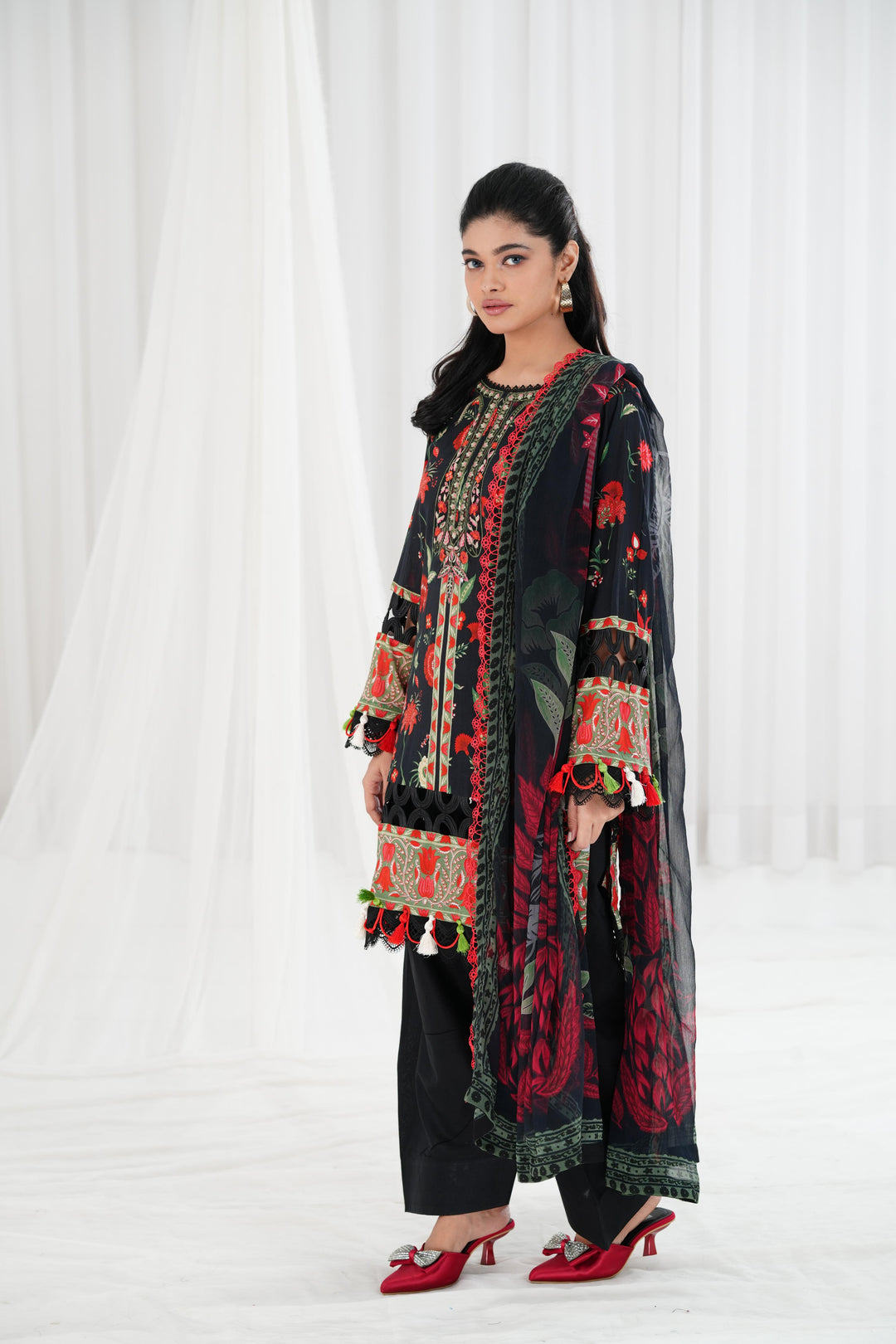 Lawn Black Stitched Suit - Maria B Eid Basic