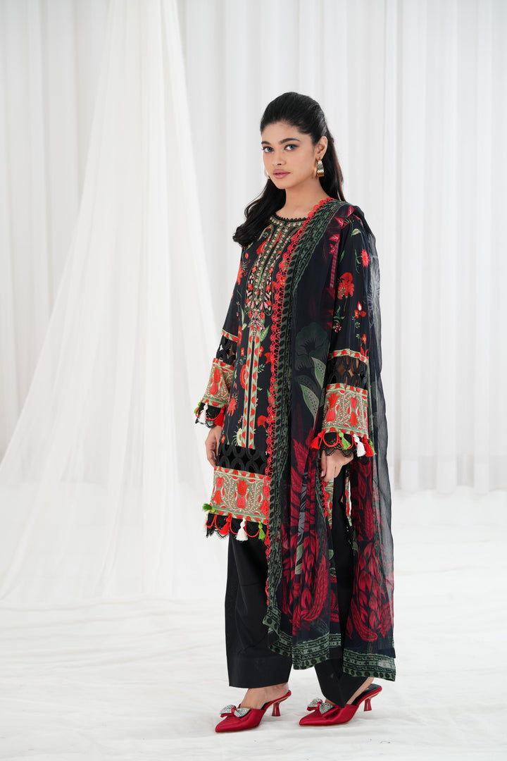 Lawn Black Stitched Suit - Maria B Eid Basic