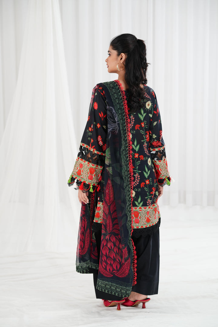Lawn Black Stitched Suit - Maria B Eid Basic