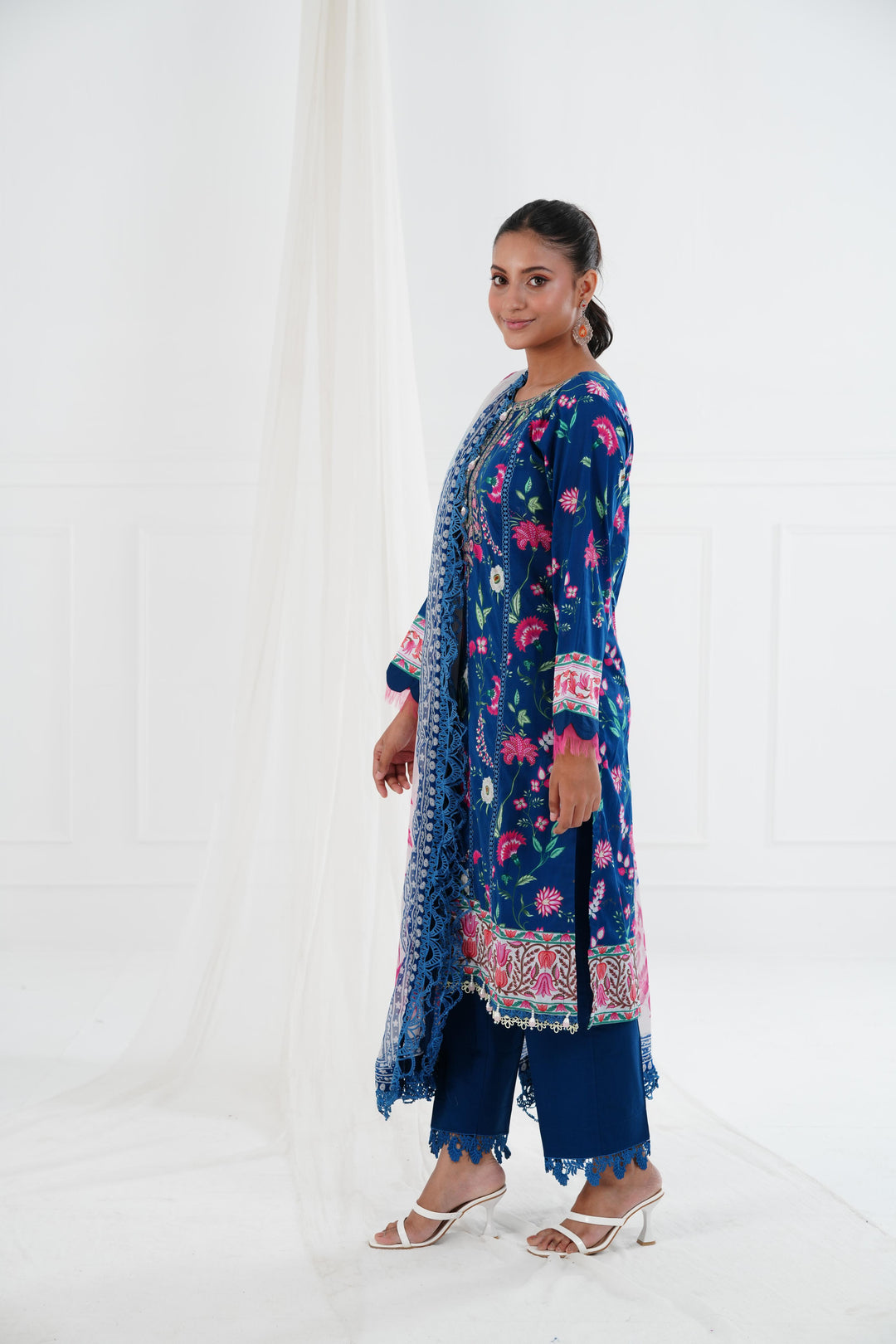 Lawn Royal Blue Stitched Suit - Maria B Eid Basic