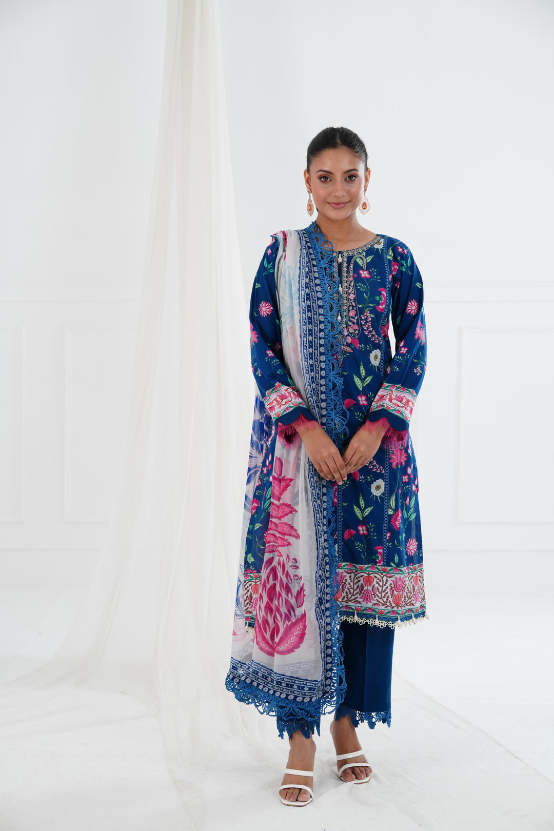 Lawn Royal Blue Stitched Suit - Maria B Eid Basic