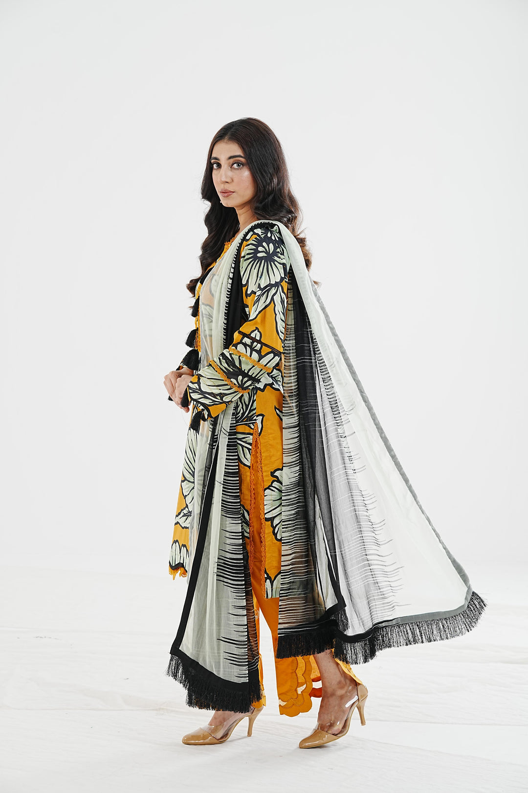 Lawn Mustard Stitched Suit - Maria B Eid Basic