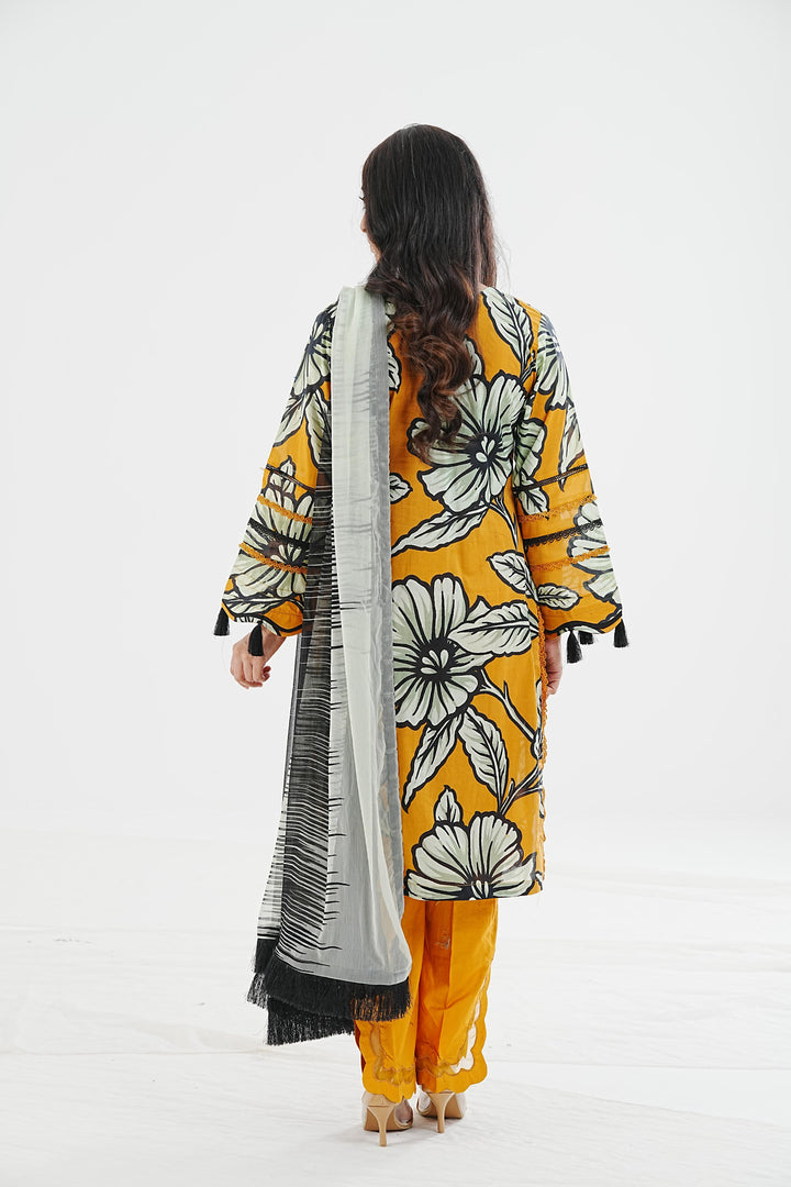 Lawn Mustard Stitched Suit - Maria B Eid Basic
