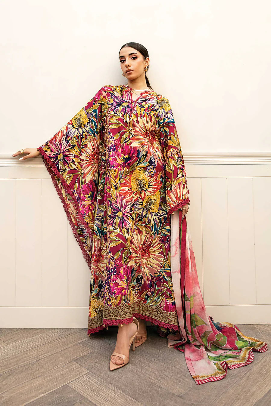 Lawn Red Stitched Suit - Maria B Eid Basic