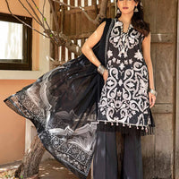 Lawn Black Stitched Suit - Maria B Eid Basic
