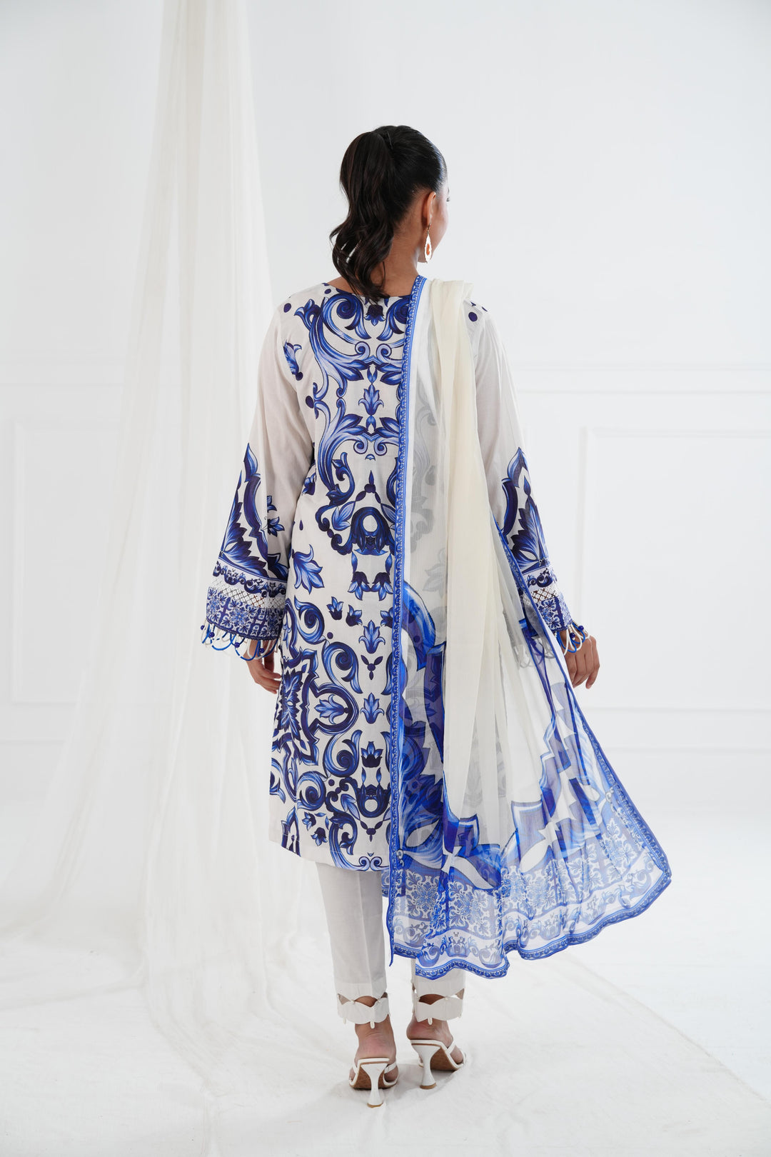 Lawn Light Blue Stitched Suit - Maria B Eid Basic