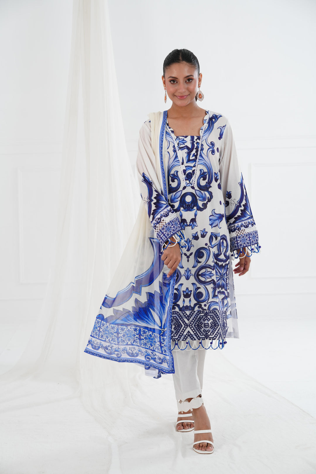 Lawn Light Blue Stitched Suit - Maria B Eid Basic