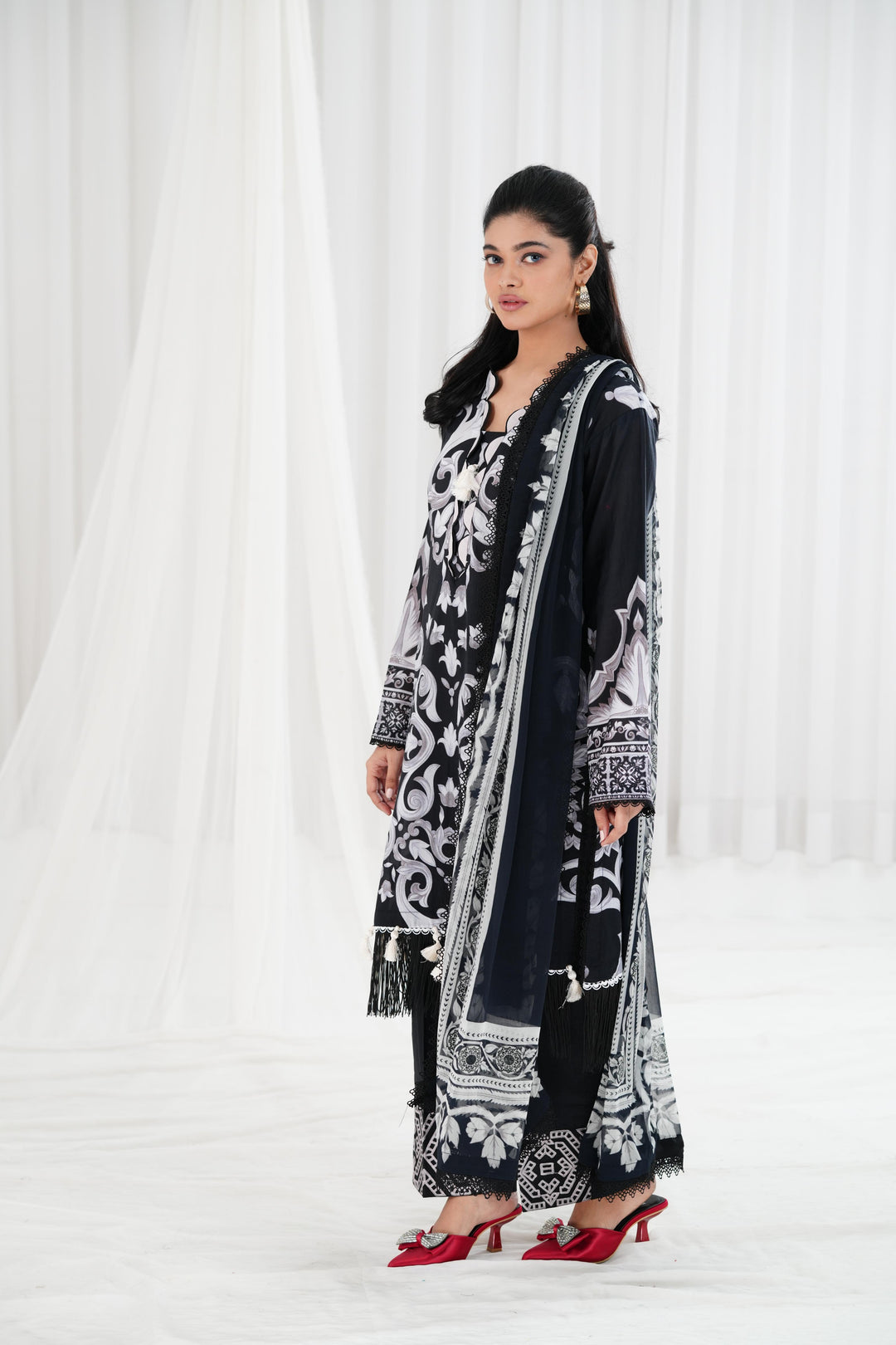 Lawn Black Stitched Suit - Maria B Eid Basic