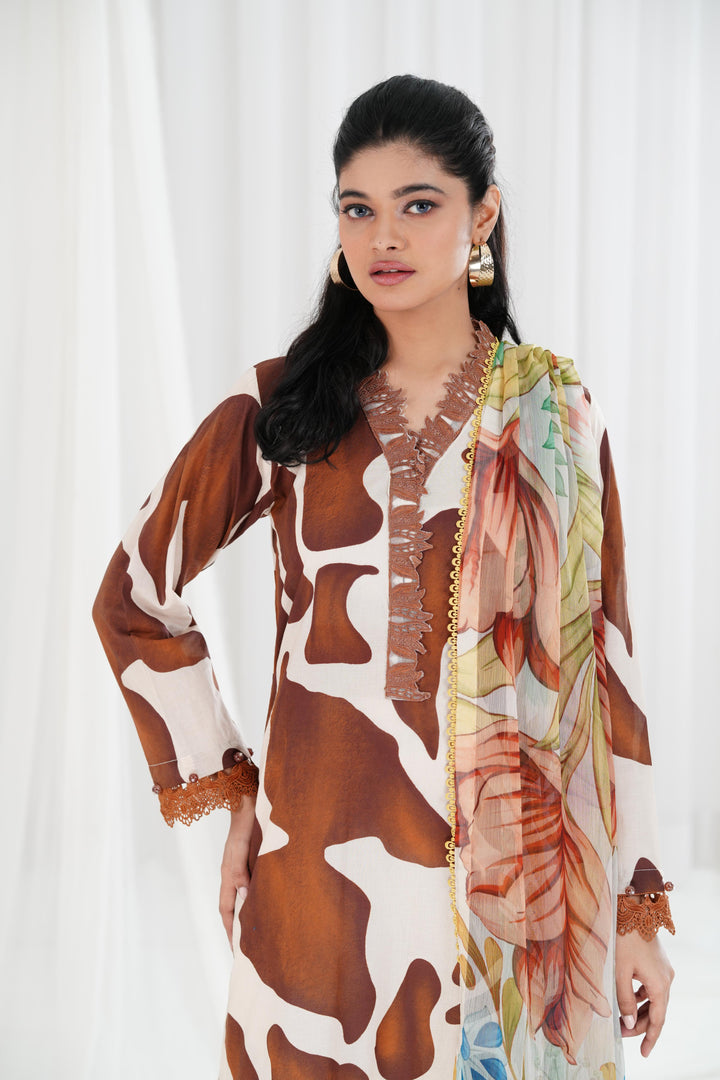 Lawn Off White Stitched Suit - Maria B Eid Basic