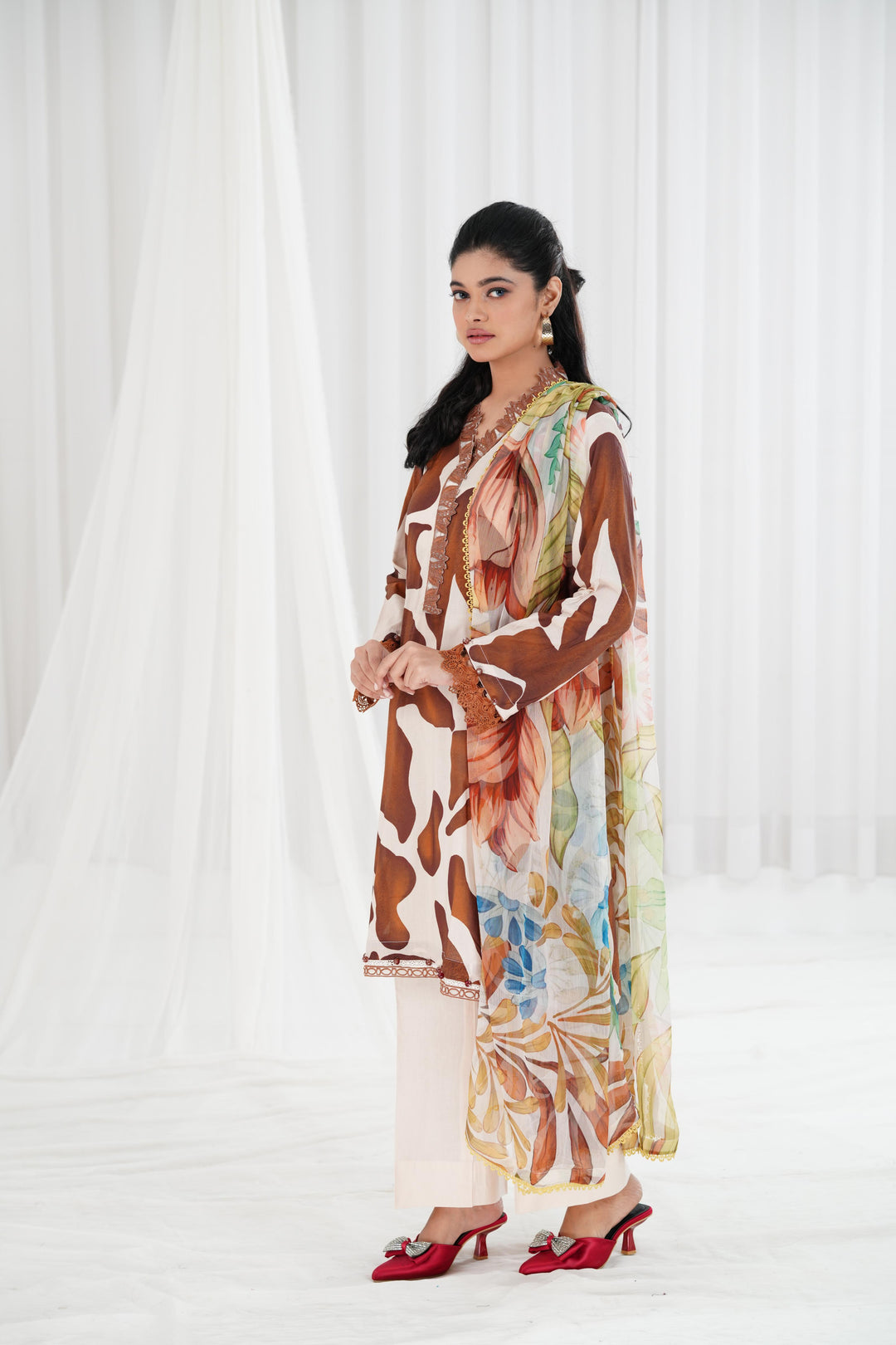 Lawn Off White Stitched Suit - Maria B Eid Basic