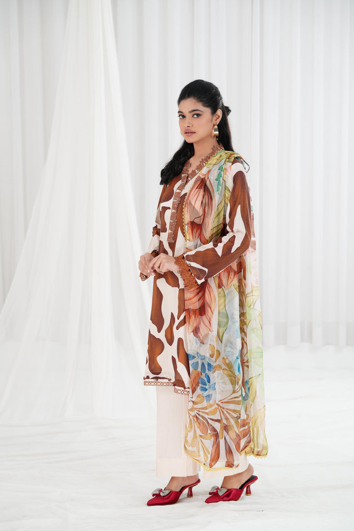 Lawn Off White Stitched Suit - Maria B Eid Basic