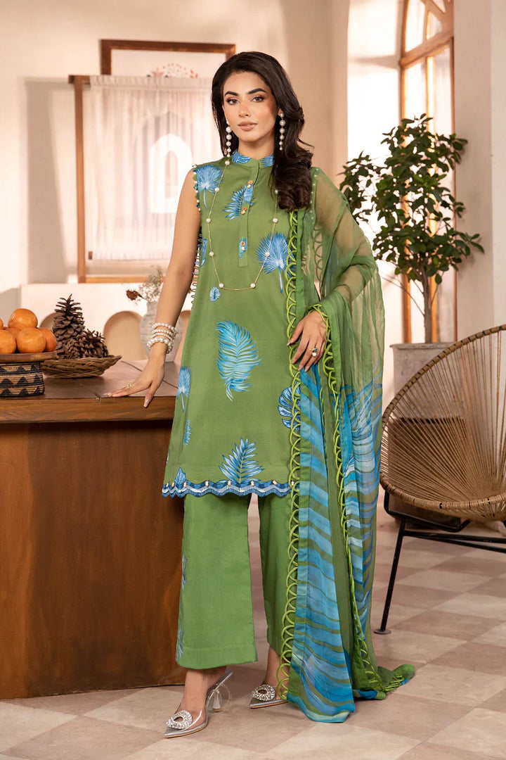 Lawn Green Stitched Suit - Maria B Eid Basic