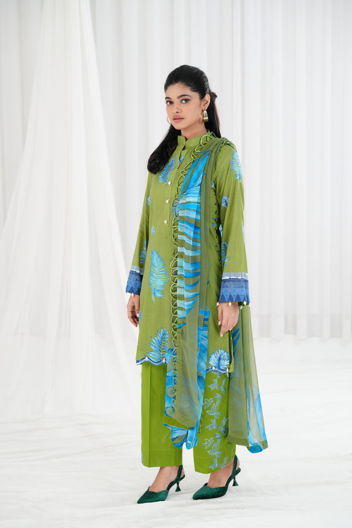 Lawn Green Stitched Suit - Maria B Eid Basic